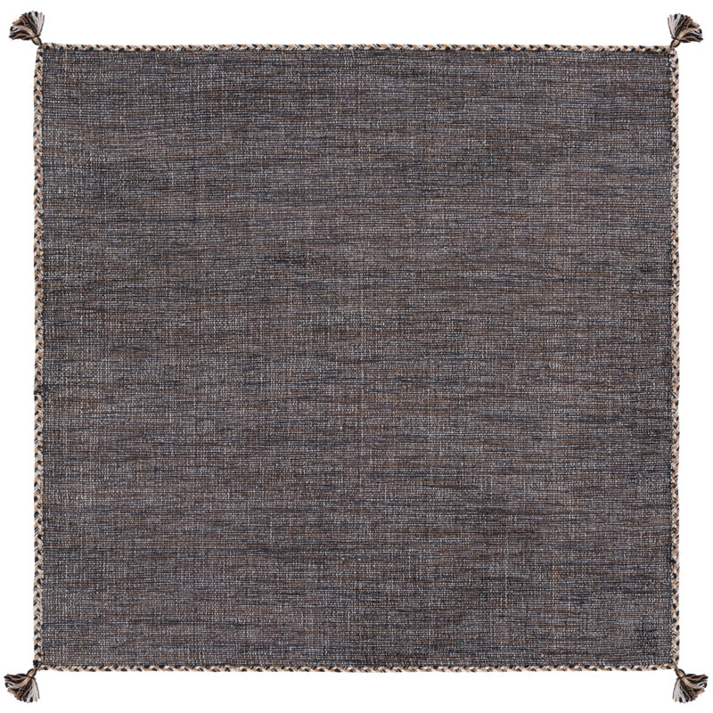 Amaral Hand Woven Cotton Solid Color Rug, Square 5'