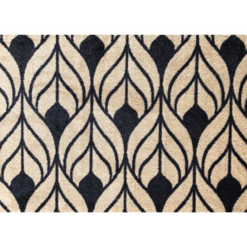 Tapis de sol lavable à feuilles abstraites graphite et brun clair 2 pi x 3 pi Cyson, L 20 po x L 27,5 po