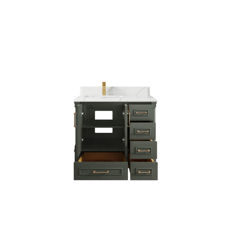 Aberdeen 36'' Single Bathroom Vanity with Top, Calacatta Laza