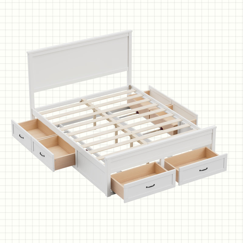 Lit standard 6 tiroirs, Blanc