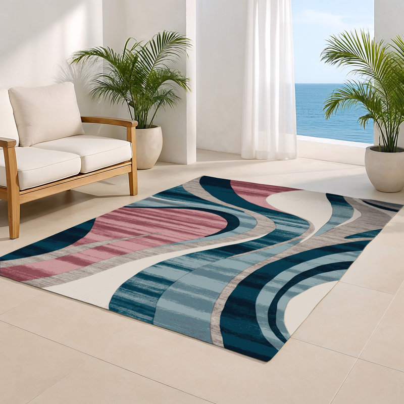 Tapis intérieur et extérieur gris Watercolor, Rectangle 9 pi x 12 pi