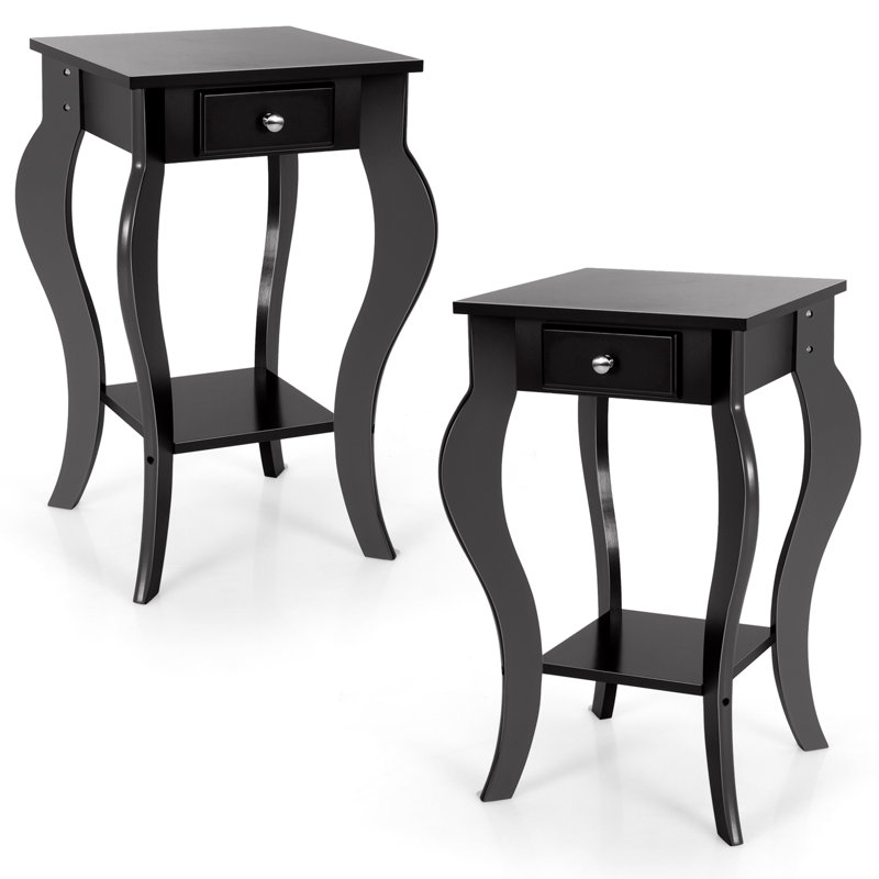 Gymax 16.5'' W Nightstand, Black