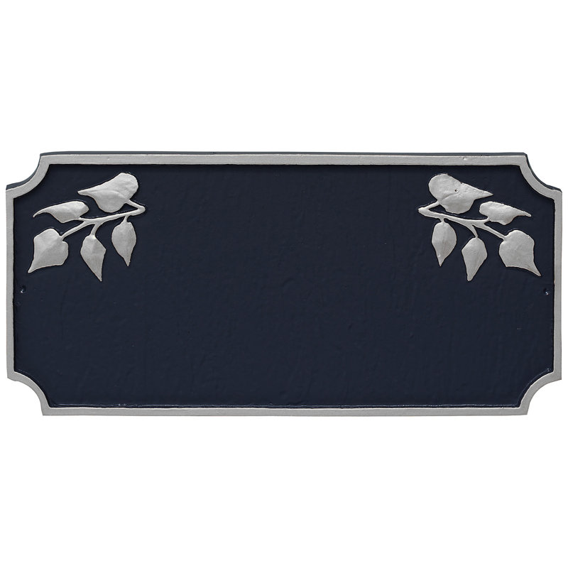 Plaque d’adresse murale sur 2 lignes camden ivy, Marine / Argent, Oui