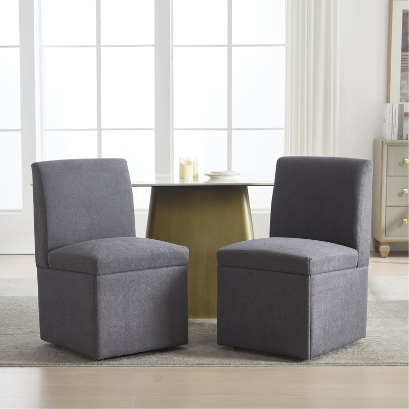 2 chaises roulantes modernes - rembourrées de velours, rangement caché, coussin de siège épaissi pour plus de confort avec revêtement de compartiment de rangement, siège rembourré de mousse, 4 roues stables