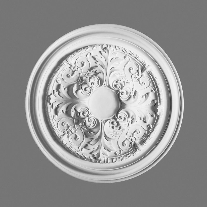 27-3/8 in x 27-3/8 in x 1-7/8 in Foliage and Flowers Primed White Polyurethane Ceiling Medallion