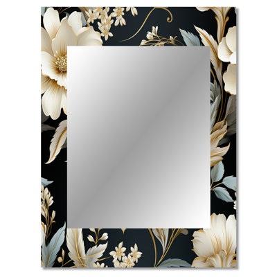 Jameson Contemporary Victorian Motifs Victorian Pattern - Floral Large Wall Mirror, Cottage Unique Mirror, Printed Metal Art