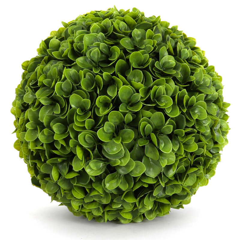 Large Green Plastic Boxwood Topiary Ball, 15-inch