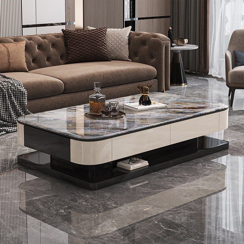 Table basse Light, Noir, jaune et gris, H 16,5 po x L 59,1 po x l 31,5 po