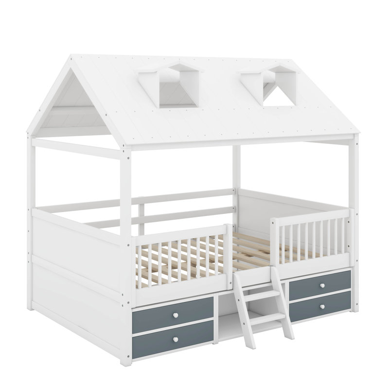 Lit en bois, Lit double, Blanc