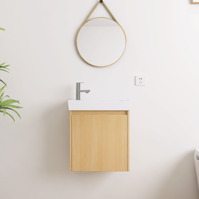 Ensemble de meuble-lavabo simple 20 po avec lavabo en céramique Bletsoe, Beige