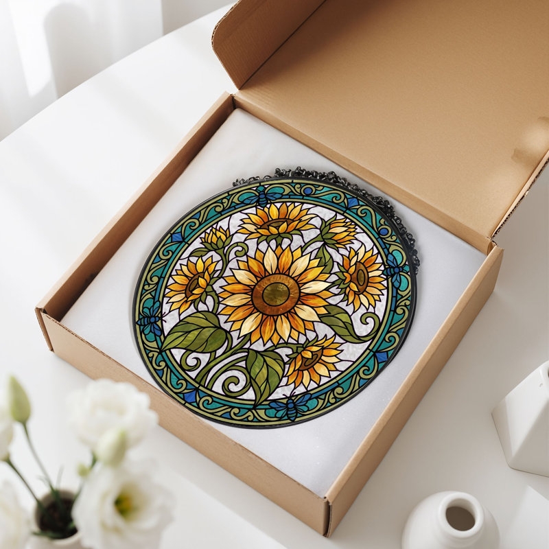 Panneau de vitrail Sunflower, H 7,8 po