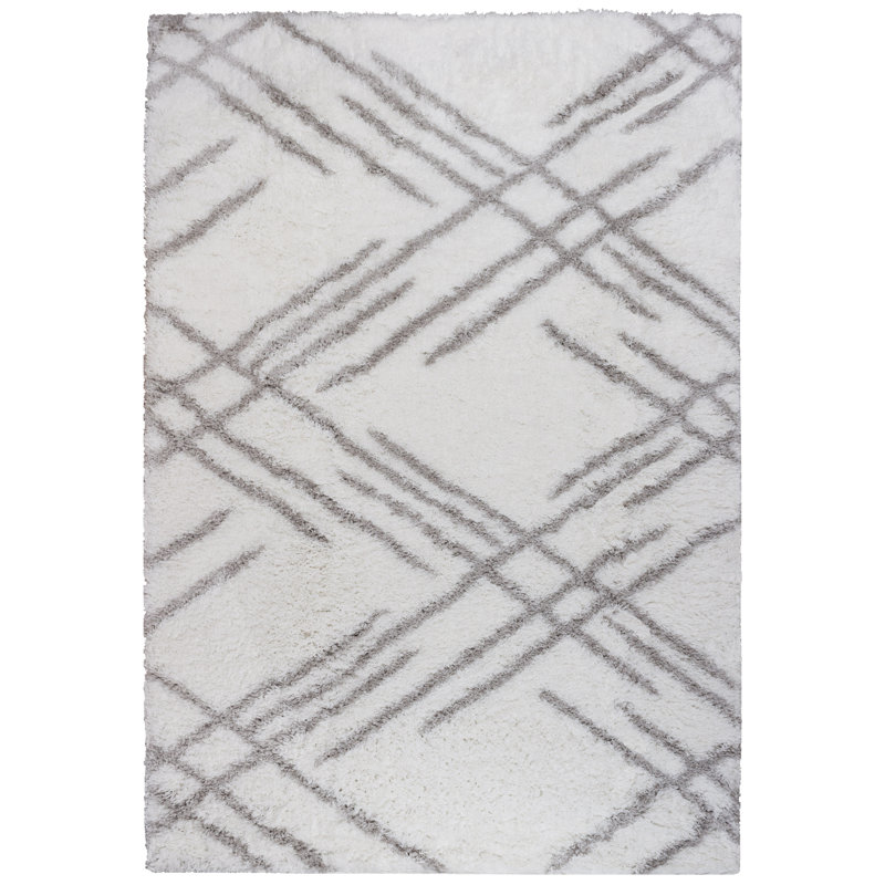 Tapis rayé ivoire / gris Arlie, Rectangle 2 pi 7 po x 4 pi 11 po