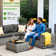 Baili 7 - Person Outdoor Wicker/Rattan Sectional Seating Group with Swivel Chairs, Modern Modular Conversation Set with Cushions