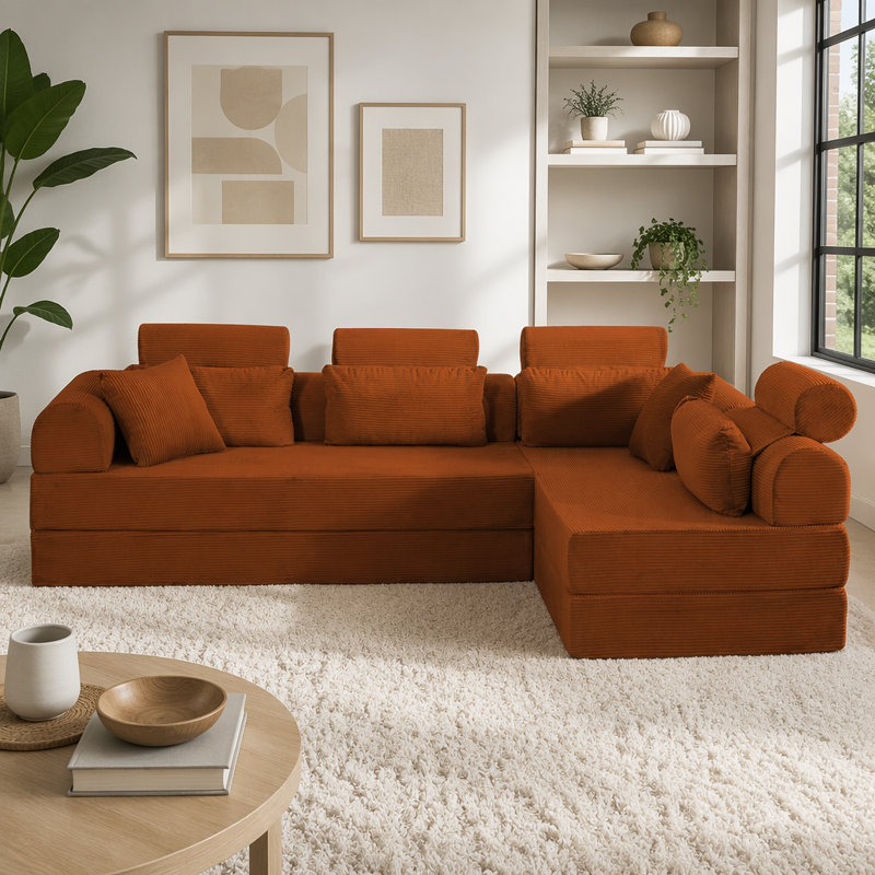 L shape Modular Sectional Sofa, Orange