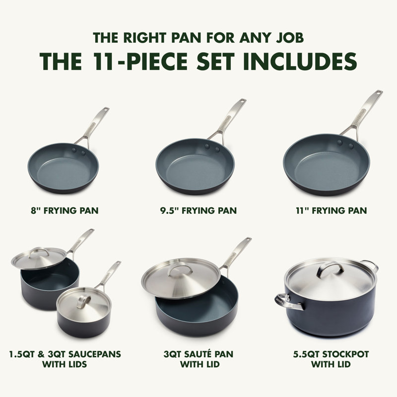 GreenPan Paris Healthy Ceramic Nonstick 11 Piece Cookware Set