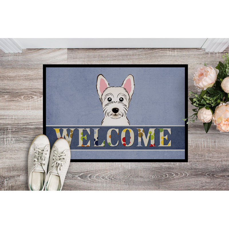 Paillasson d’extérieur antidérapant Toquerville Westie welcome, Rectangle 2 pi x 3 pi