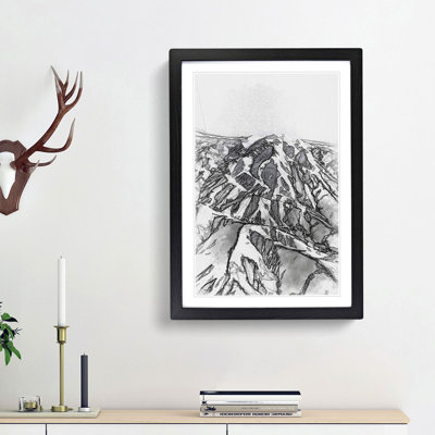 Mountain Range in Afghanistan in Abstract - Picture Frame Drawing Print
