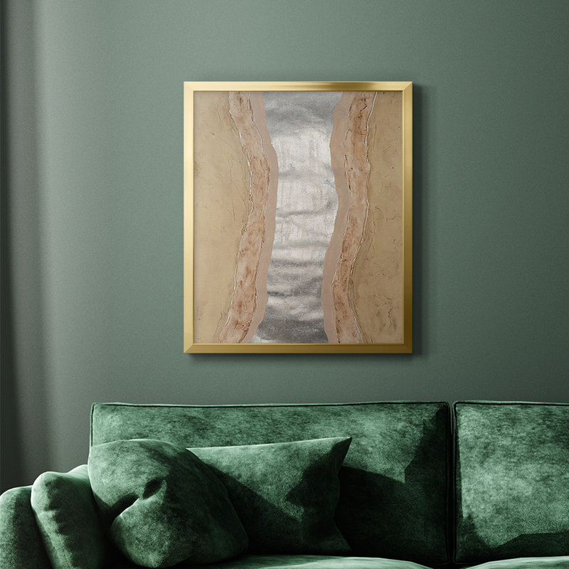 Toile encadrée de qualité supérieure Lake II - prête à être accrochée, H 24 po x l 20 po, Or