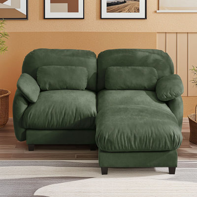 2-Seater Modular Chenille Sofa with Removable Ottoman