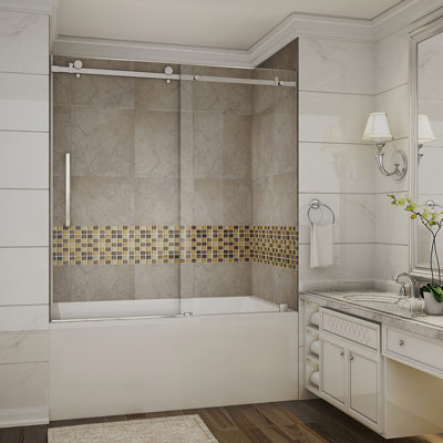 Porte de baignoire coulissante simple sans cadre H 60 po Moselle