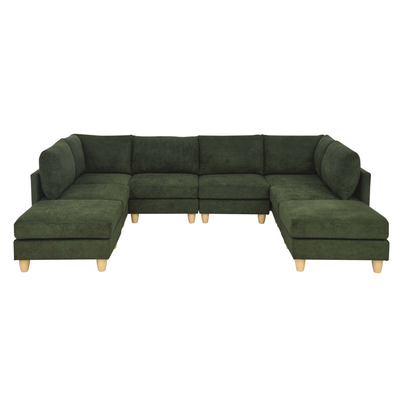 Boatwright Modular Sectional, Dark Green Polyester Blend
