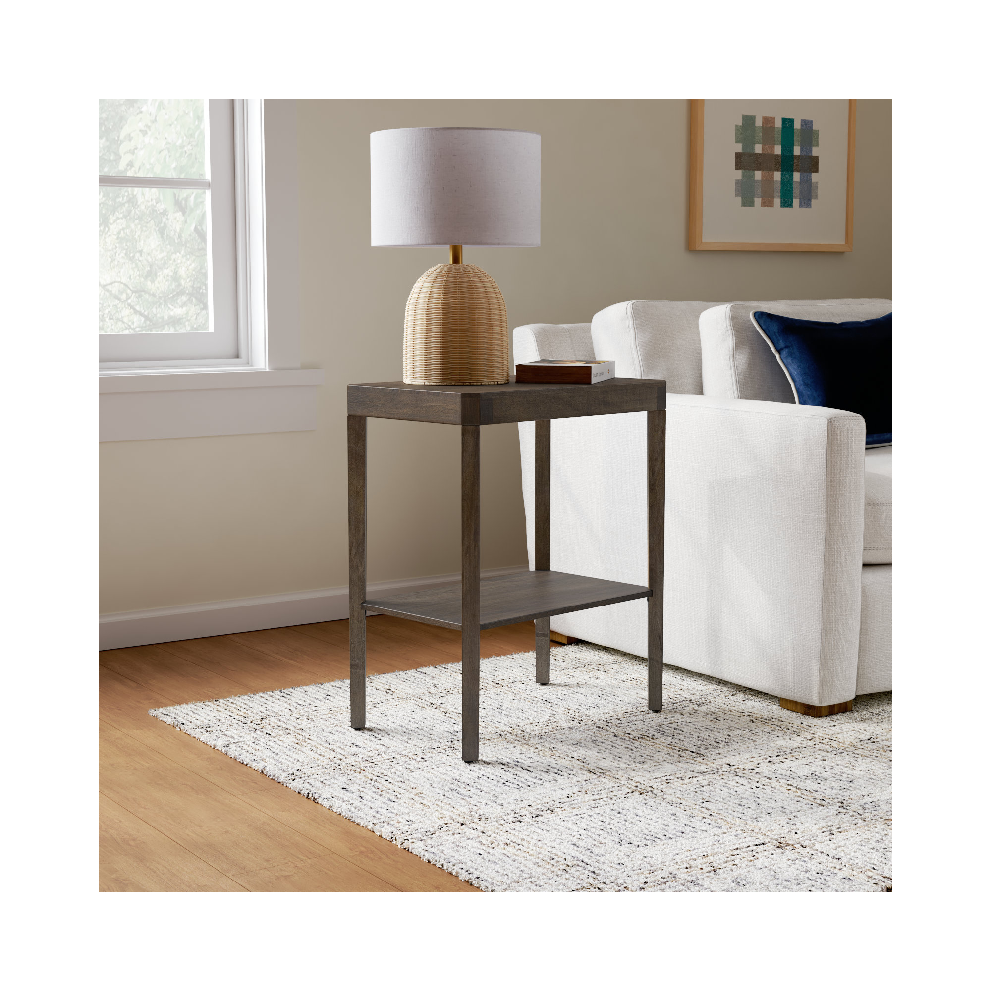 Ardentown Solid Wood End Table, Gray Wash