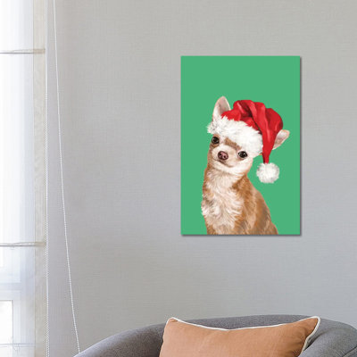 Christmas Chihuahua 1 Piece Wrapped Canvas Wall Art