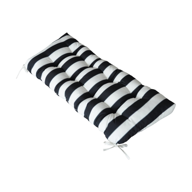 Coussins de banc d'extérieur, Noir, noir, noir, noir, À rayures
