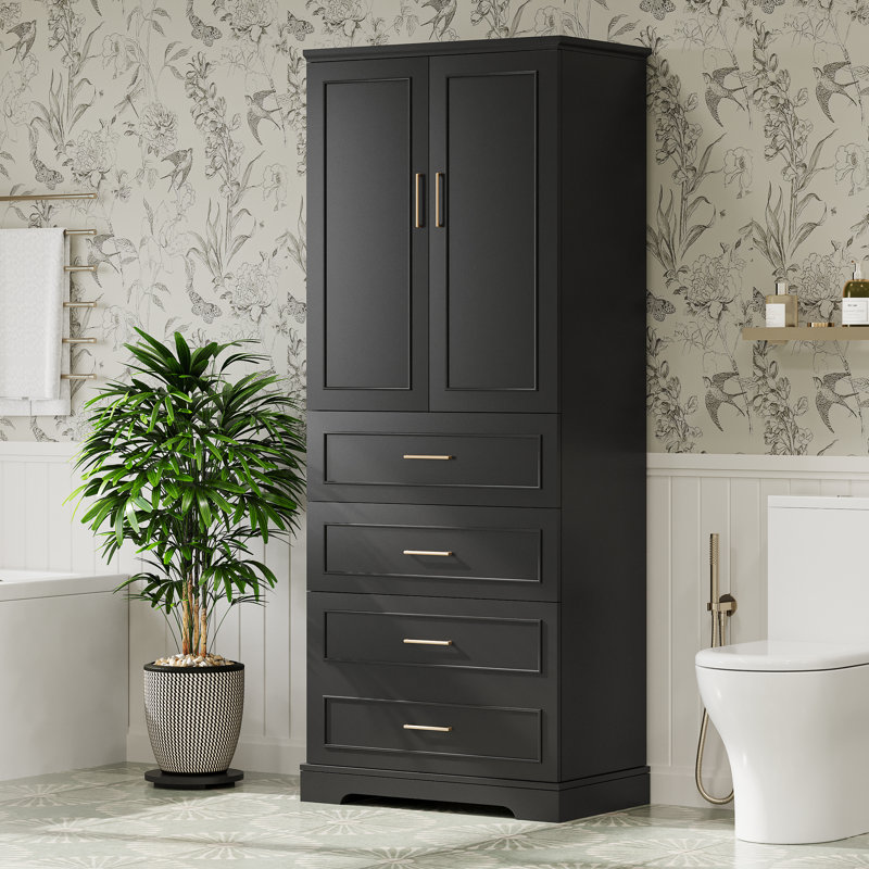 Armoire de bureau avec tablette réglable et tiroirs, Noir