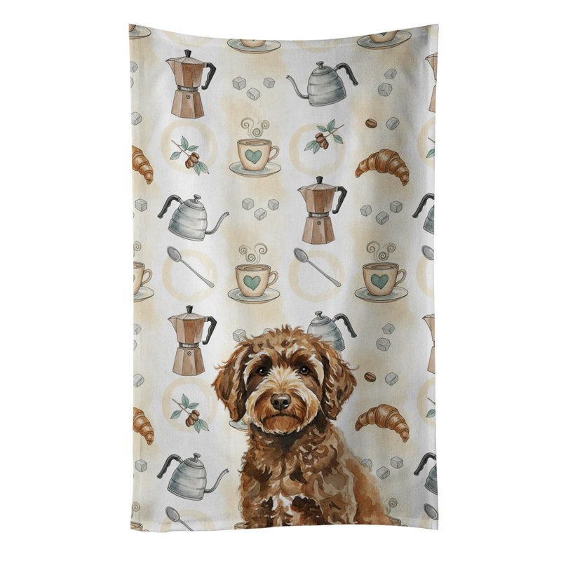 Spanish Water Dog Coffee Bar Kitchen Towel, Spanish Water Dog