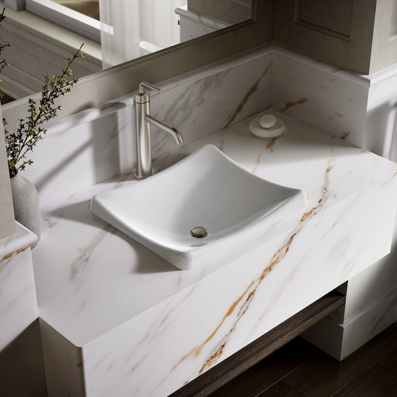 DemiLav Metal Specialty Vessel Bathroom Sink, White