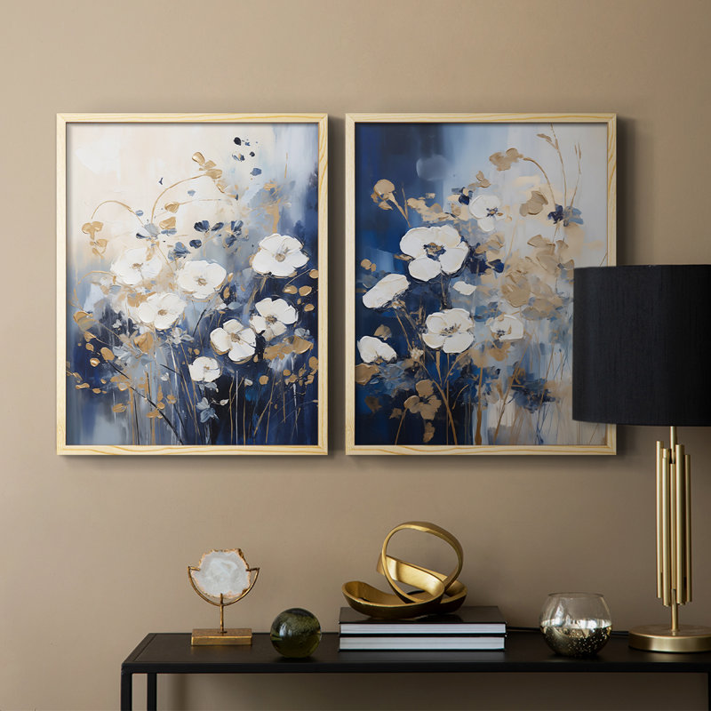 FLORAL Series CECII - Impression encadrée de qualité supérieure - prête à être accrochée - aucun clou requis - aucun clou requis