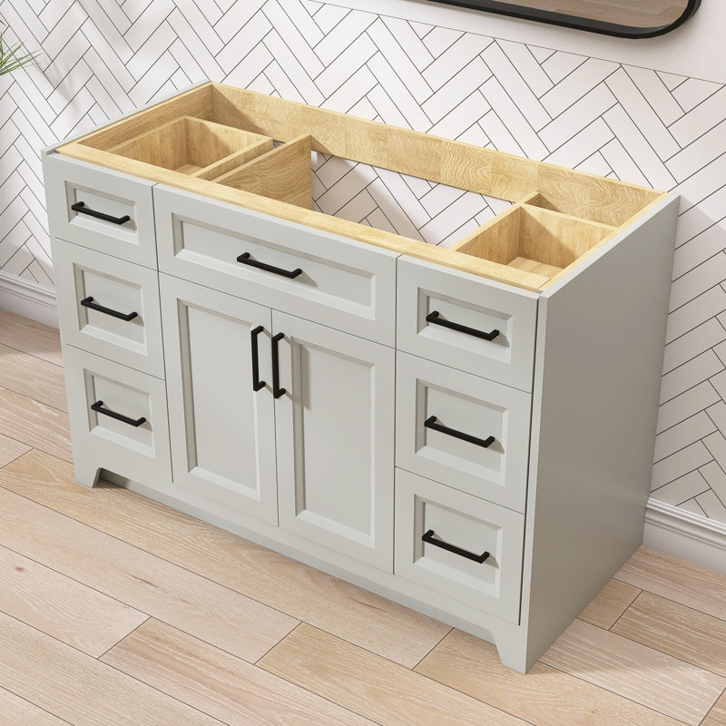 Armoire de meuble-lavabo autoportante 48 po, Gris