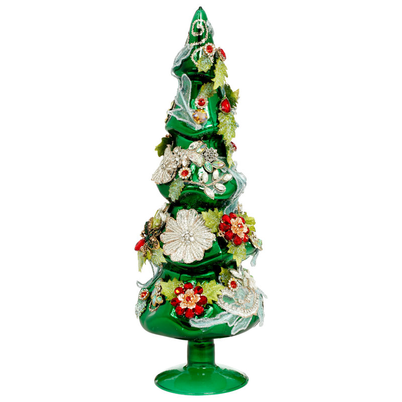 Jeweled Tree, Green, Small - 14 Inches