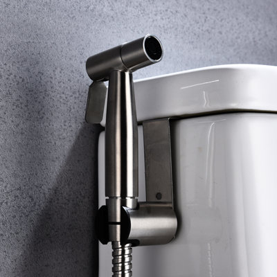 Handheld Bidet Toilet Spray - Hygienic Butt Disinfecting Quality Regulate Swiftly Rust And Corrosion Feature Silver Metal Tube For Toilet, Purifying Alter Force Instantly Attribute Flag