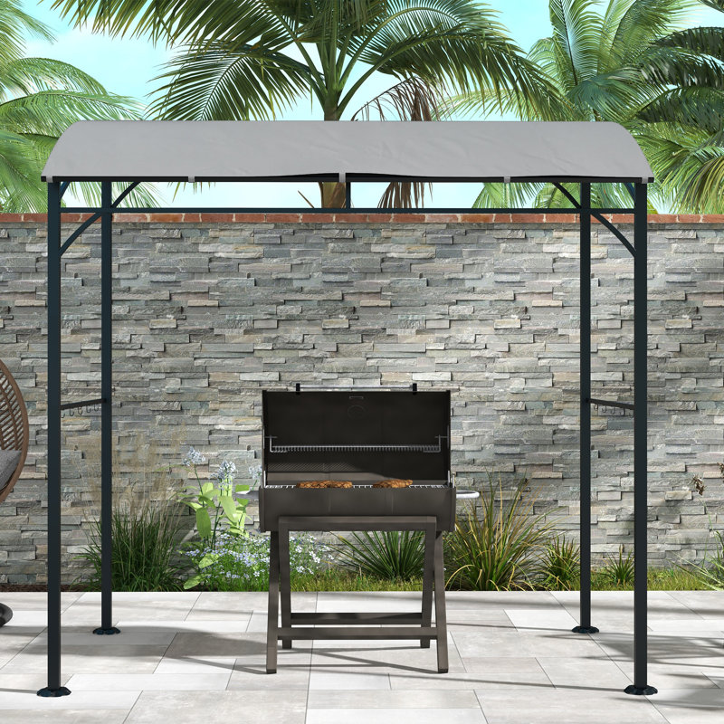 7 pi L 5 pi. D Pavillon de jardin en acier, Gris foncé