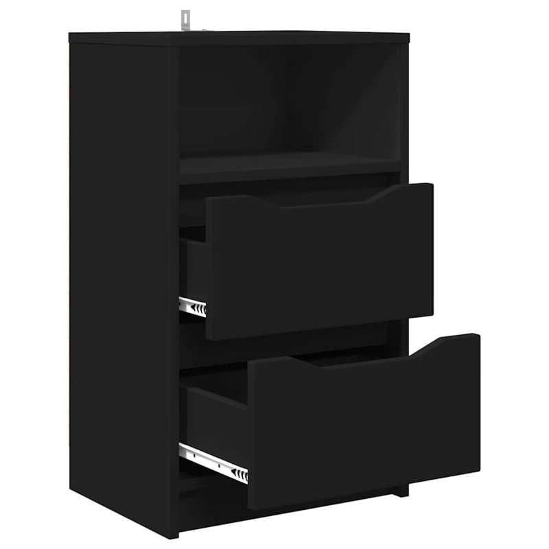40cm W Manufactured Wood Bedside Table, Black
