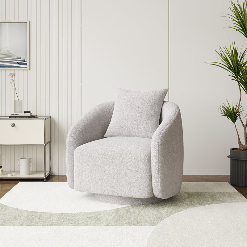 Fauteuil demi-tonneau pivotant Bashar, Gris, H 25,5 po x l 28,5 po x P 24,6 po