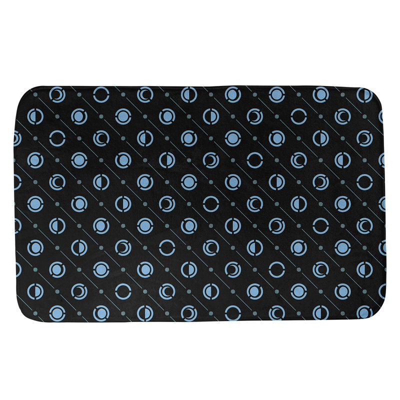 Noira Gothard Two Colour Moon Phases Bath Mat, 17" W x 24" L, Black/Teal