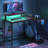 42" W L-Shaped Reversible Gaming Desk with LED Lights and Monitor Stand-1761489317