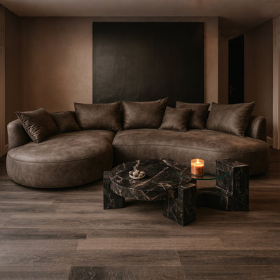 Lakera Modern Faux Leather Sectional Curved Sofa Couch for Living Room,Upholstered Eco-leather Couch,Leather Sectional by Orren Ellis