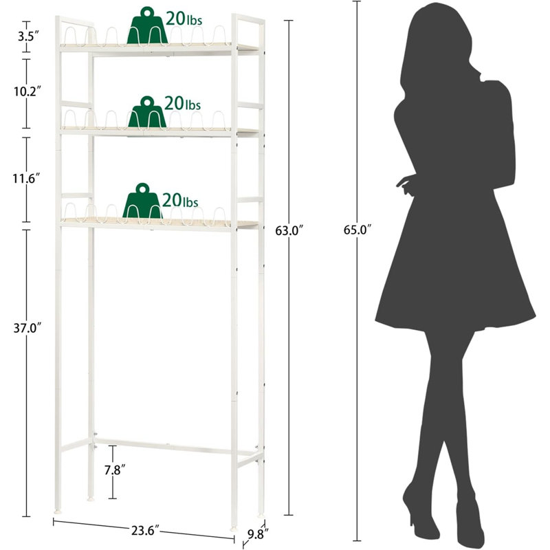 Tasharn Freestanding Bathroom Shelves, White