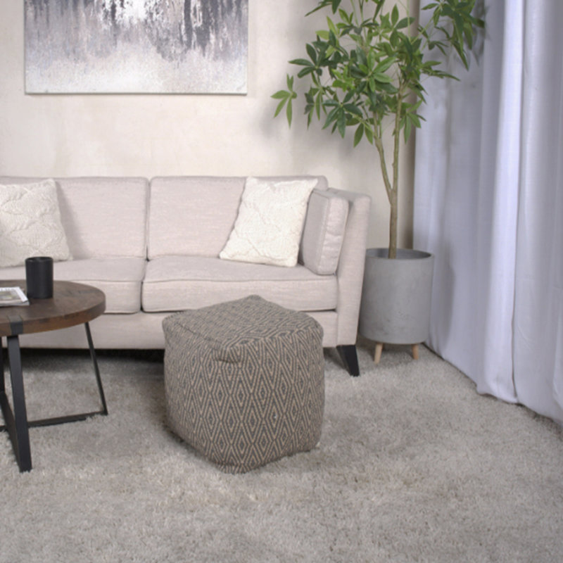 Cotton Pouf, Ottoman, Gray