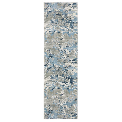 Abstract Machine Made Area Rug in Gray/Blue