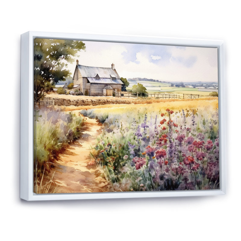 Herbes, jardin à la ferme I - campagne, art mural, Cadre flottant blanc, H 16 po x l 32 po x P 1,5 po