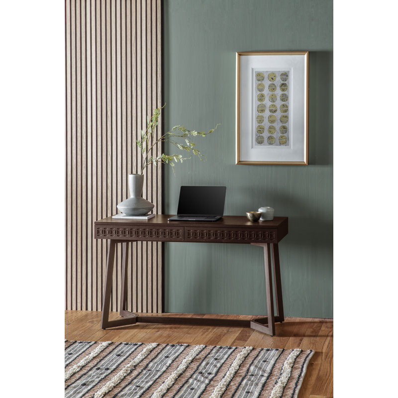 Casey Solid Wood Solid Wood Writing Desk, Retreat