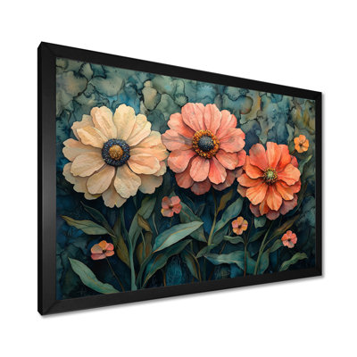 «Ilaina Zinnias Summer Petals In The Breeze III», art mural Zinnias