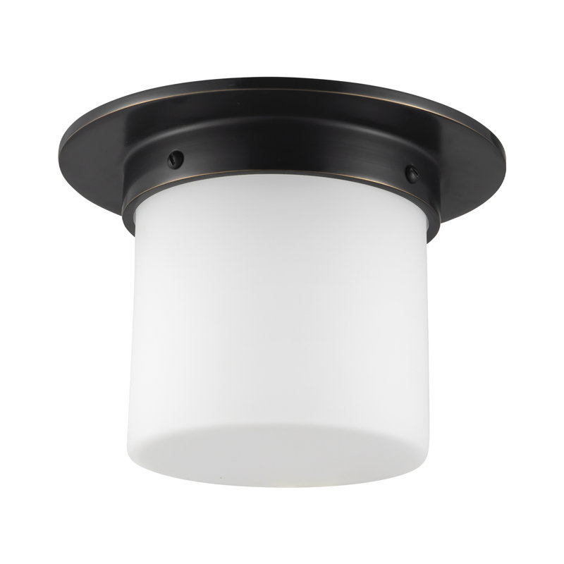 Mineral 8-in Brass Flush Mount, Oil Rubbed Bronze, Opal Glass