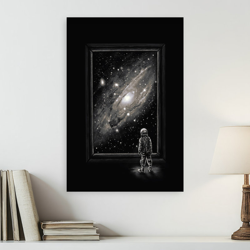 Astronaut's Cosmic Gaze Abstract Contemporary Landscape Nature, art mural, H 24 po x l 16 po