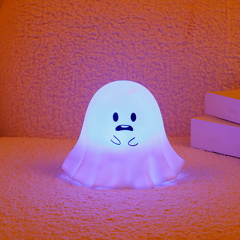Mignon fantôme veilleuse pour enfants 7 couleurs changeantes lampe de chevet rechargeable veilleuse décor pour chambre à coucher cadeau de chambre de bébé pour garçons filles adolescents